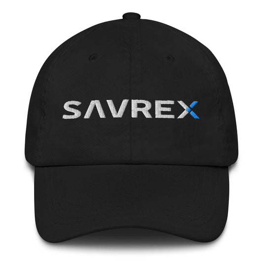 Gorra negra bordada SAVREX, vista frontal